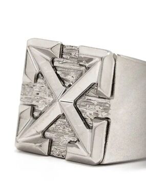 NWT Off-White Arrow Textured Signet Ring Size 60 (US Size 9) Ret. $430